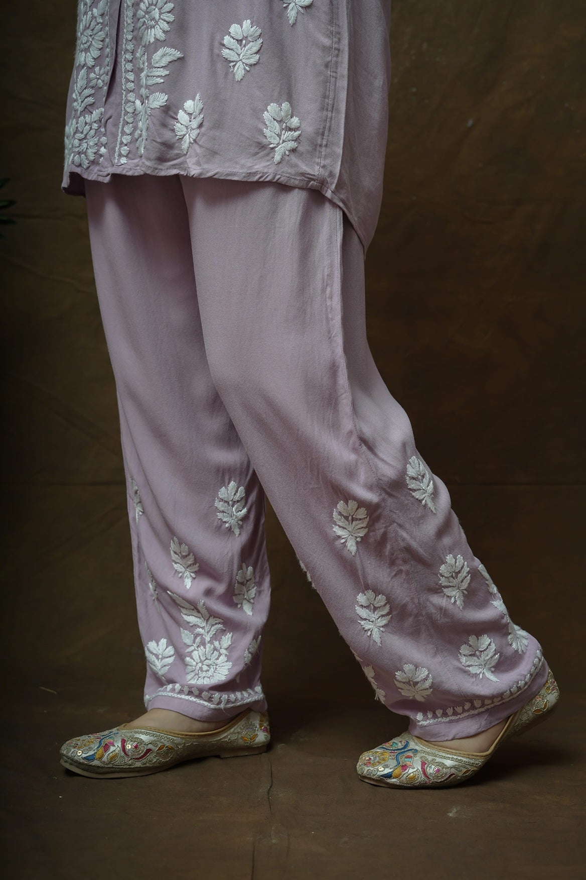 Modal Chikankari Shirt Pant Style Co-ord Set